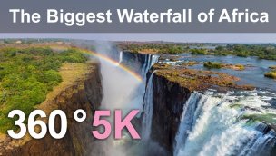 360 度视频维多利亚瀑布非洲最大的瀑布 5K 英文航拍视频