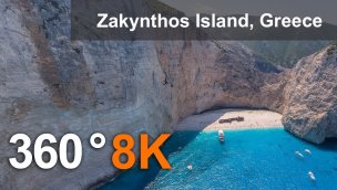 扎金索斯岛希腊空中 360 度视频 8K 放松视频
