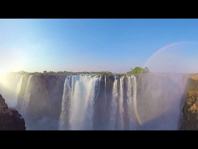 360 video Victoria Falls The Biggest Waterfall of Africa 5K aerial video in English