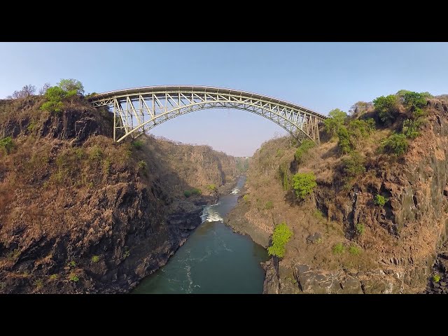 360 video Victoria Falls The Biggest Waterfall of Africa 5K aerial video in English