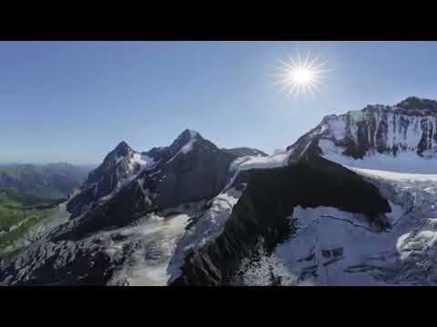 Lauterbrunnen The valley of waterfalls and mountain peaks Switzerland Aerial 360 video in 12K