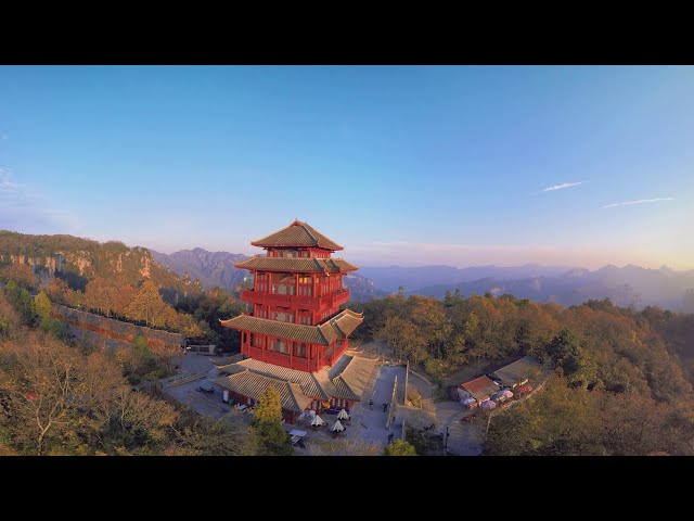 360 video Avatar Mountains Zhangjiajie National Park China 8K aerial video
