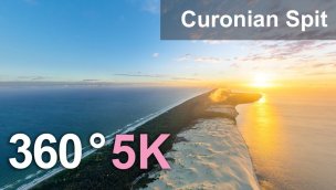 库尔斯沙嘴沙滩和沙丘俄罗斯立陶宛 360 度 5K 航拍视频
