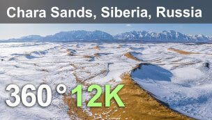 Chara Sands 在俄罗斯西伯利亚沙漠上空放松飞行 12K 空中 360 视频