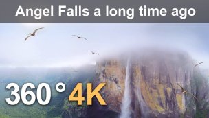 360 度视频 数百万年前的天使瀑布 4K 航拍视频