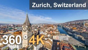 瑞士苏黎世 4K 空中 360 度视频 虚拟旅行