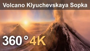360 度火山 Klyuchevskaya Sopka Kamchatka 俄罗斯喷发 4K 航拍视频