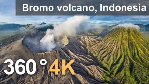 360 度溴火山印度尼西亚爪哇岛 4K 航拍视频