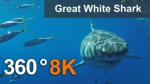 与大白鲨一起 360 度潜水 8K 水下视频