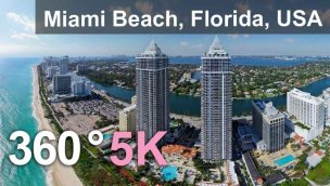 美国佛罗里达州迈阿密海滩 5K 空中 360 度视频
