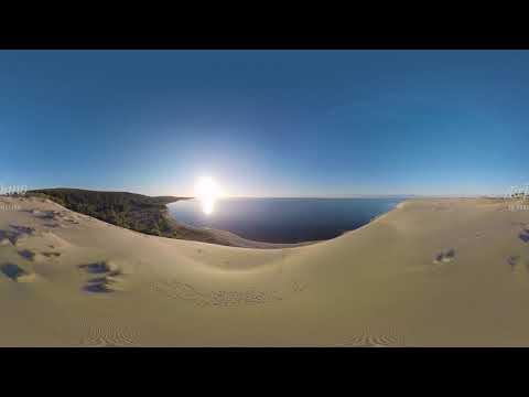 Curonian Spit Sandy Beaches And Dunes Russia-Lithuania 360 aerial video in 5K