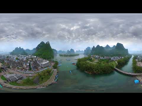 Guilin Mountains China Aerial 360 video in 5K