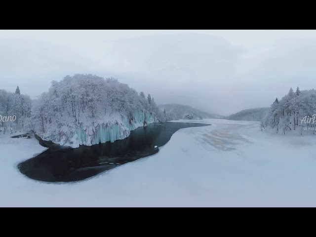 360 Plitvice Lakes in Winter Croatia Teaser 8K aerial video图2