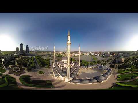 Heart of Chechnya Mosque Grozny Russia 4K aerial 360 video图2