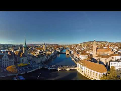 Zurich Switzerland Aerial 360 video in 4K Virtual travel图1