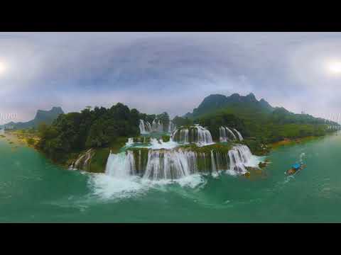 Detian Falls China  Vietnam border Aerial 360 video in 5K