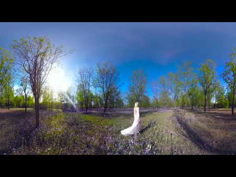 VR 360Beautiful woman in white veil teasesVR